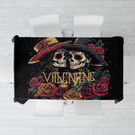 Sugar Skull Couple Valentine Tablecloth Roses Romantic Love