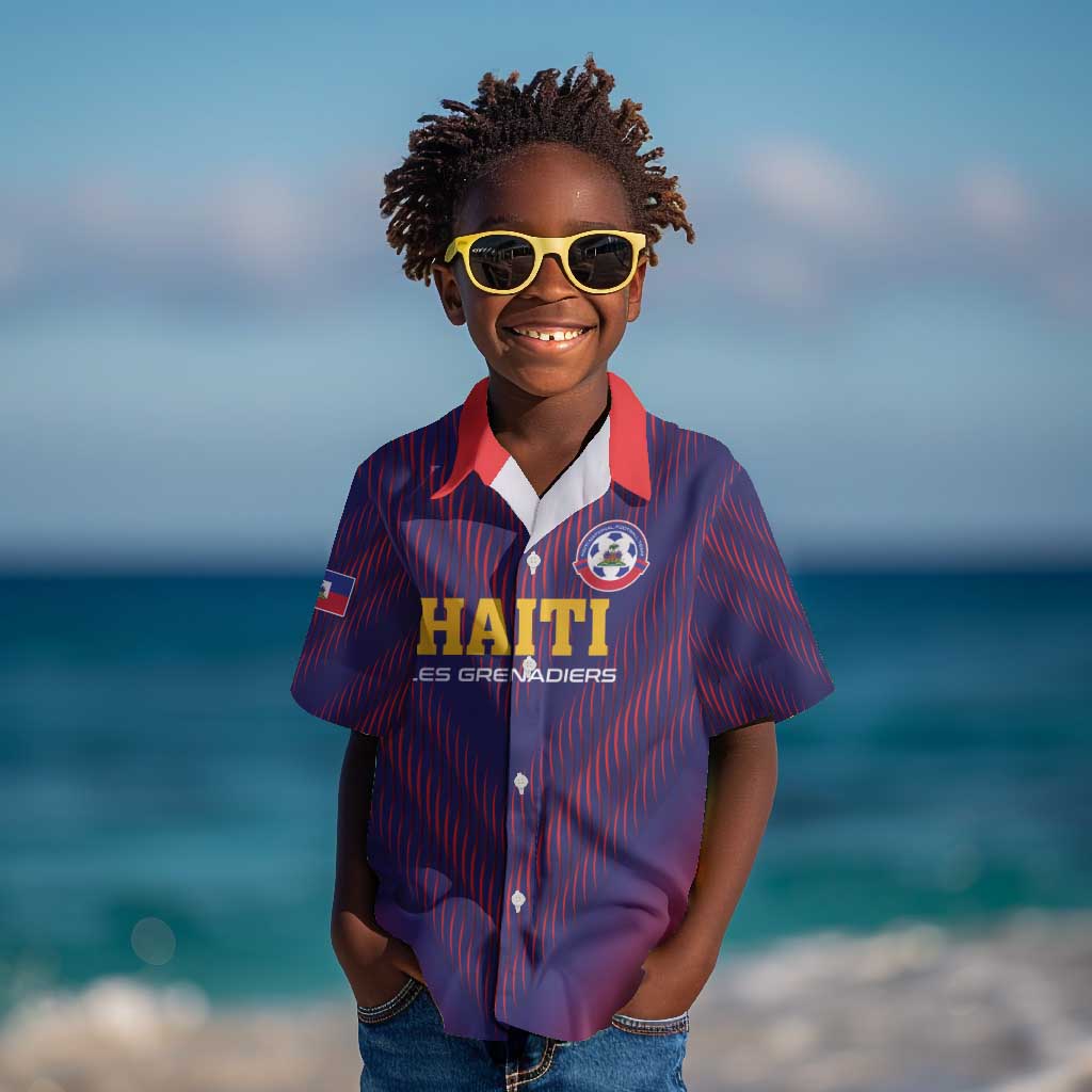 Custom Afro Haiti Football Kid Hawaiian Shirt Come On Les Grenadiers