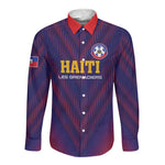 Custom Afro Haiti Football Long Sleeve Button Shirt Come On Les Grenadiers