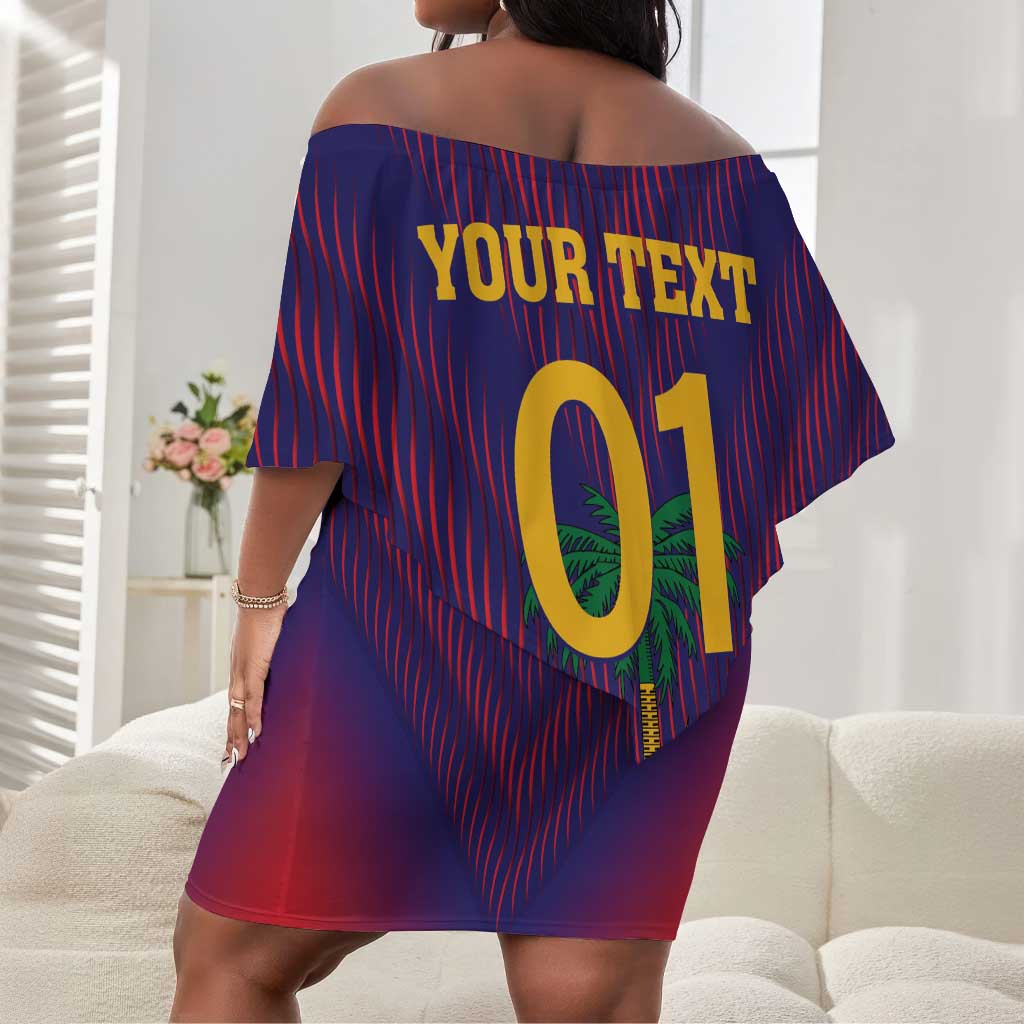 Custom Afro Haiti Football Off Shoulder Short Dress Come On Les Grenadiers