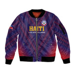 Custom Afro Haiti Football Sleeve Zip Bomber Jacket Come On Les Grenadiers