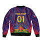 Custom Afro Haiti Football Sleeve Zip Bomber Jacket Come On Les Grenadiers