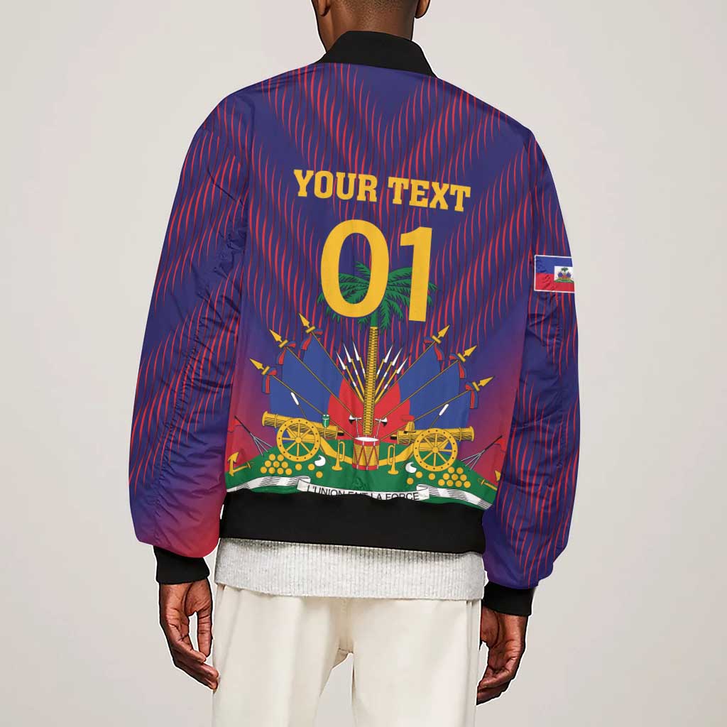 Custom Afro Haiti Football Sleeve Zip Bomber Jacket Come On Les Grenadiers