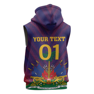 Custom Afro Haiti Football Sleeveless Zip Hoodie Come On Les Grenadiers - African Pride