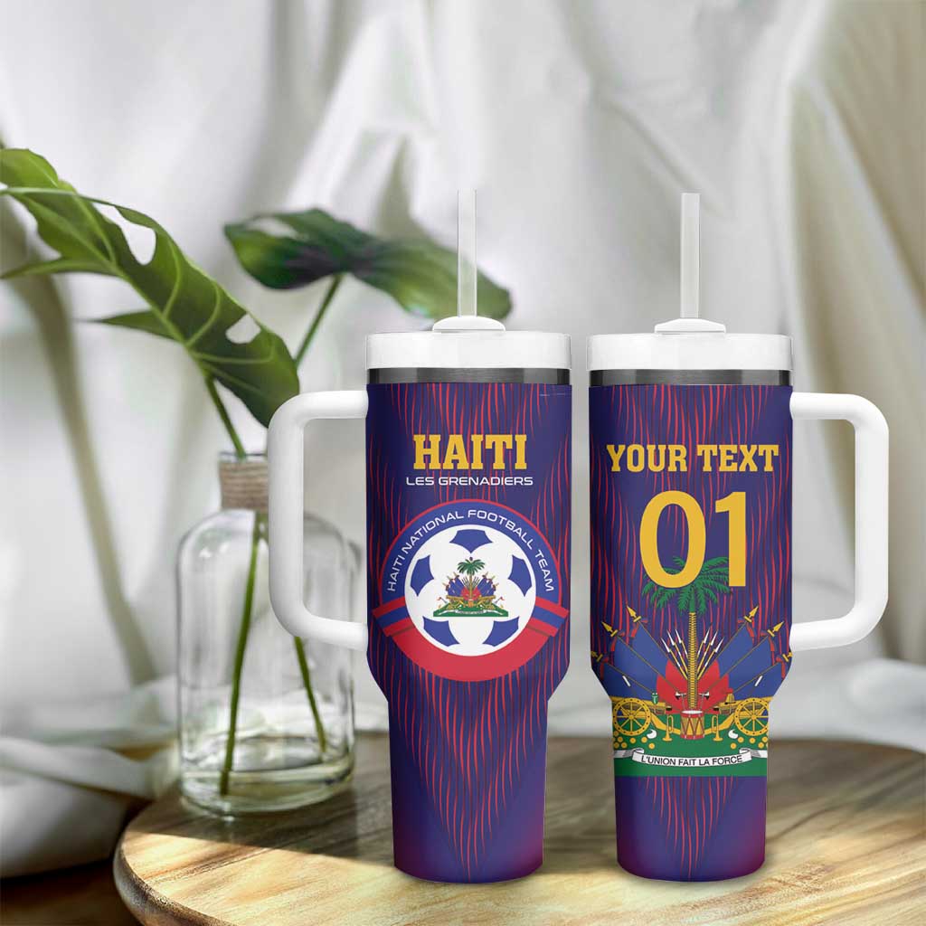 Custom Afro Haiti Football Tumbler With Handle Come On Les Grenadiers
