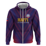 Custom Afro Haiti Football Zip Hoodie Come On Les Grenadiers