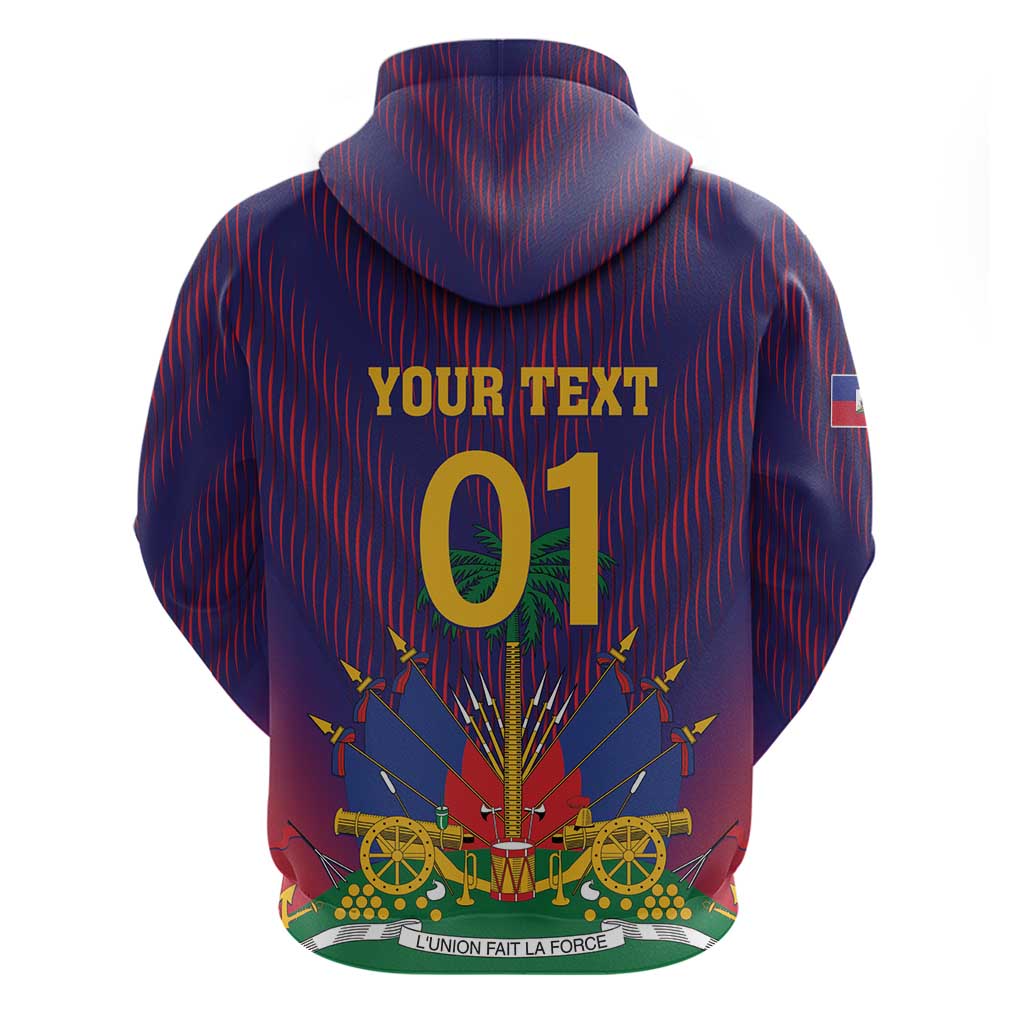 Custom Afro Haiti Football Zip Hoodie Come On Les Grenadiers