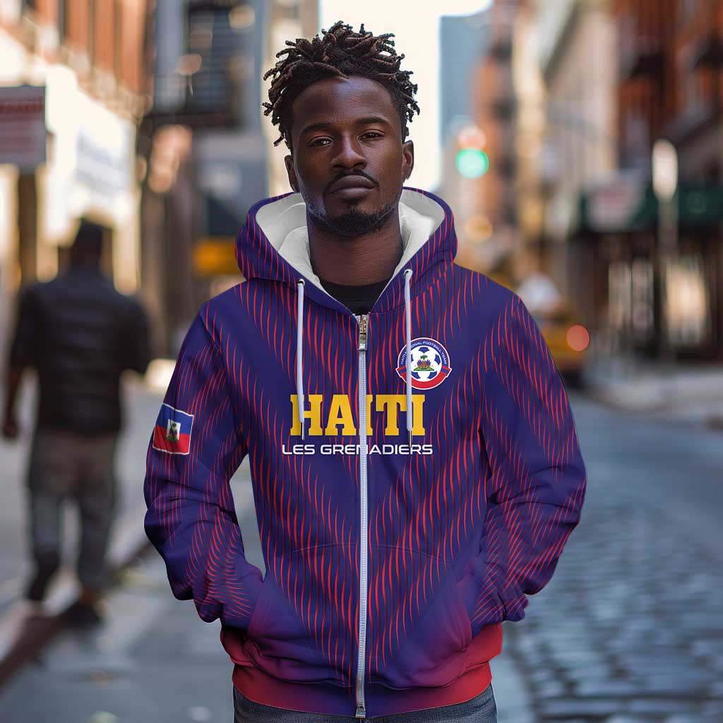 Custom Afro Haiti Football Zip Hoodie Come On Les Grenadiers