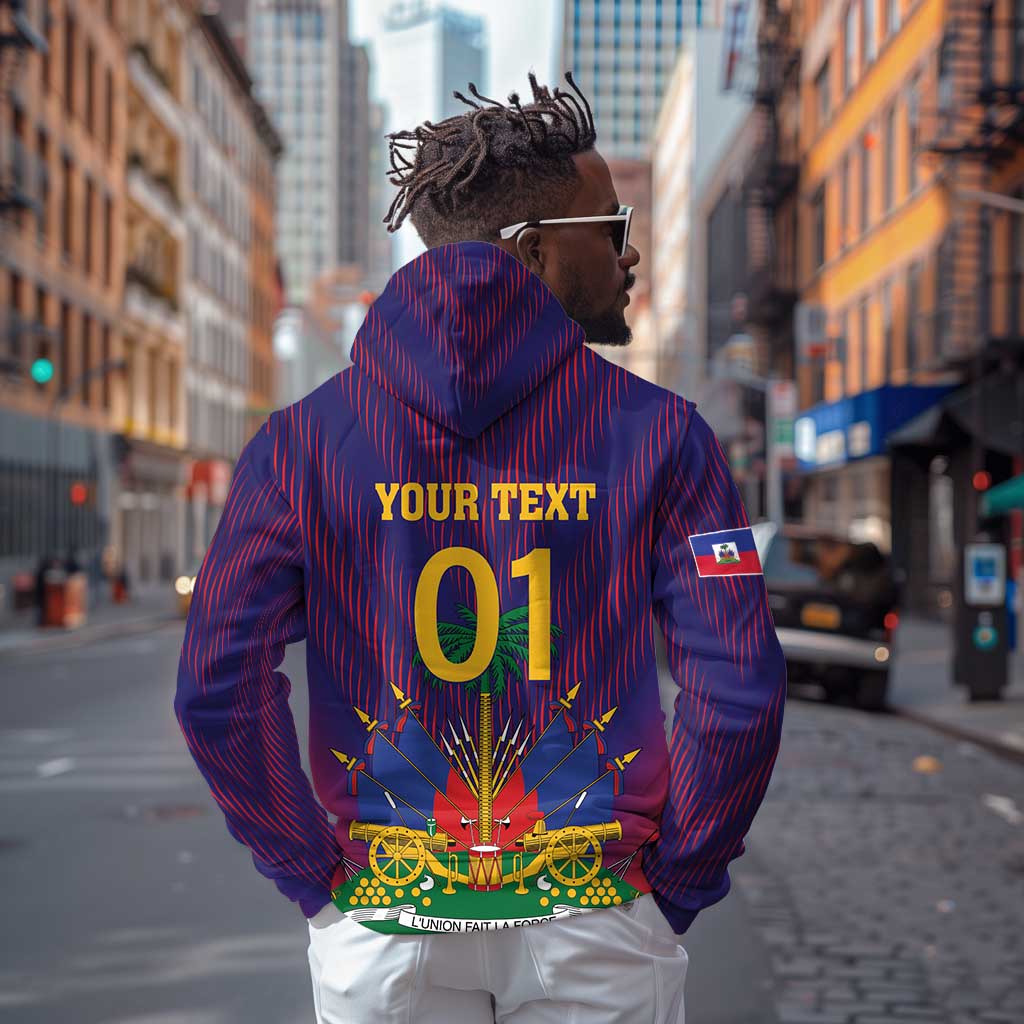 Custom Afro Haiti Football Zip Hoodie Come On Les Grenadiers