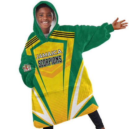 Custom Cricket Jamaica Kid Wearable Blanket Hoodie Scorpions We Made Legends