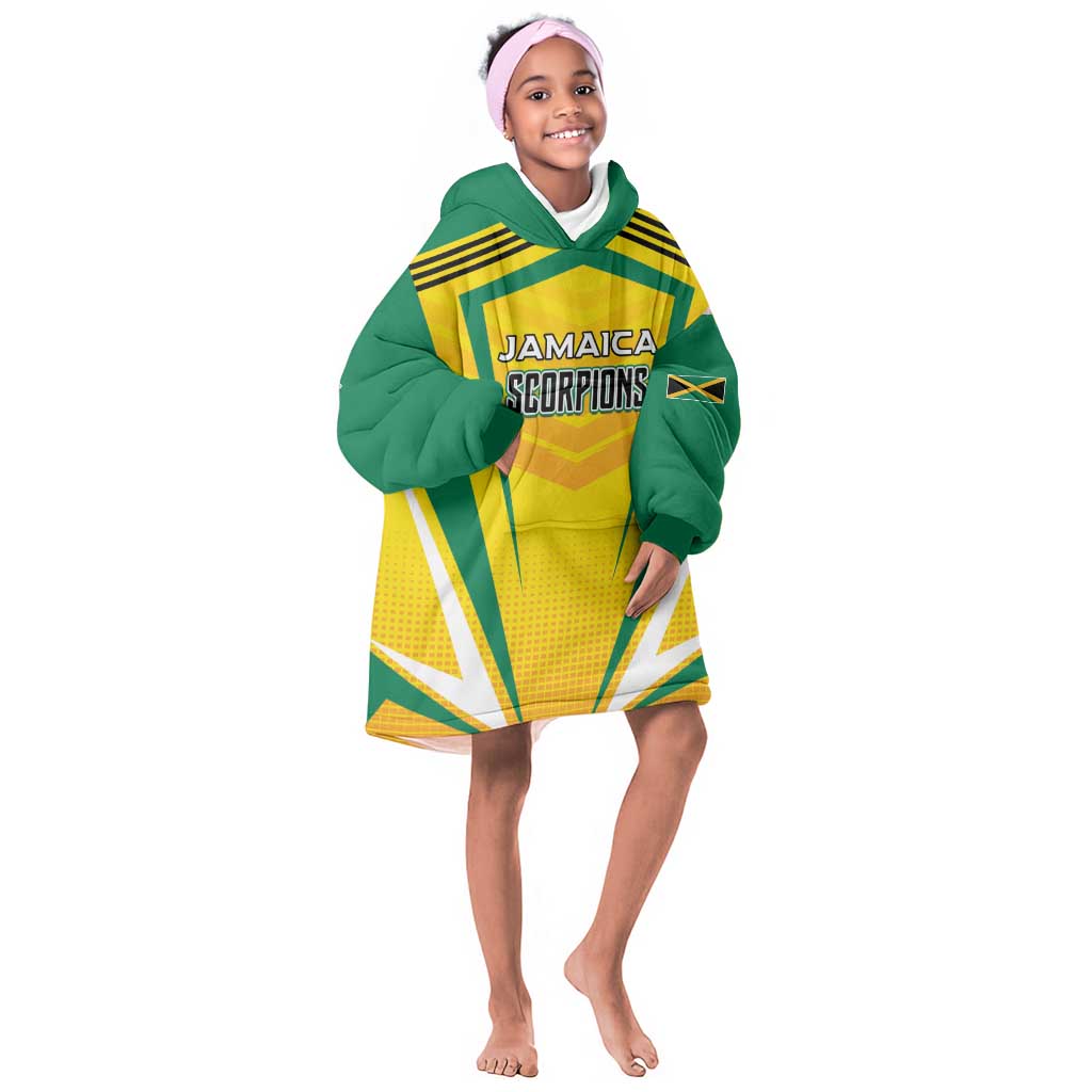 Custom Cricket Jamaica Kid Wearable Blanket Hoodie Scorpions We Made Legends