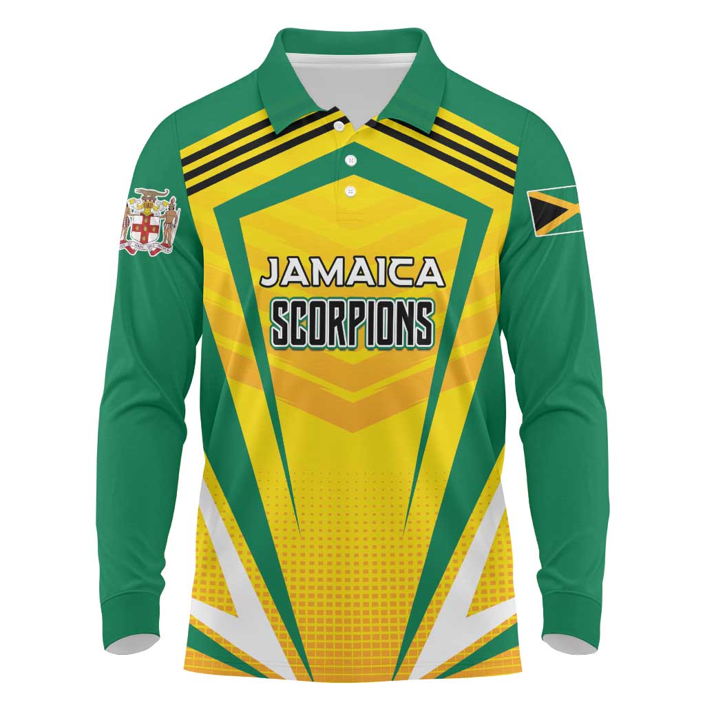 Custom Cricket Jamaica Long Sleeve Polo Shirt Scorpions We Made Legends