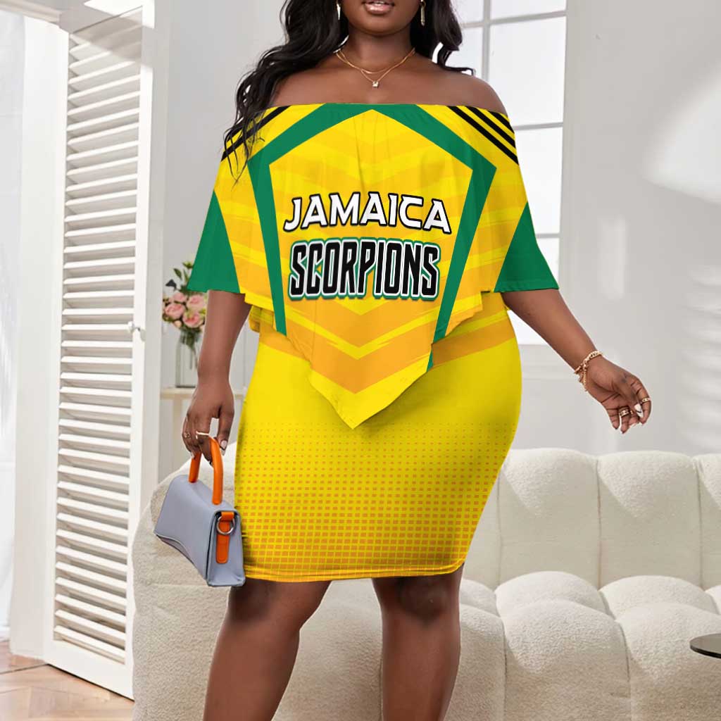 Custom Cricket Jamaica Off Shoulder Short Dress Scorpions We Made Legends