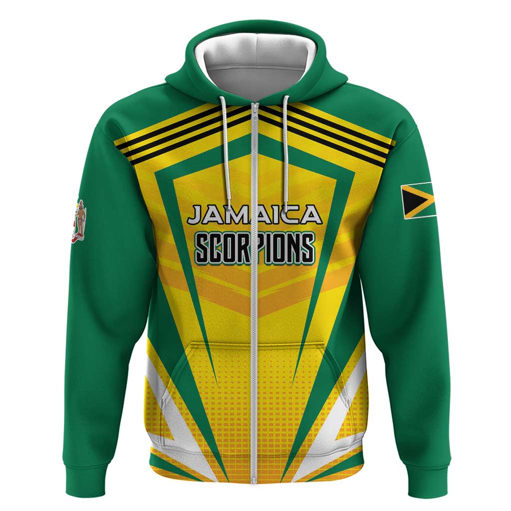 Custom Cricket Jamaica Zip Hoodie Scorpions We Made Legends