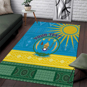 Personalized Rwanda Area Rug Coat of Arms With African Pattern