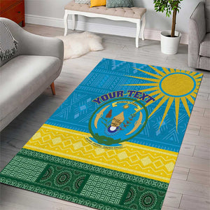 Personalized Rwanda Area Rug Coat of Arms With African Pattern