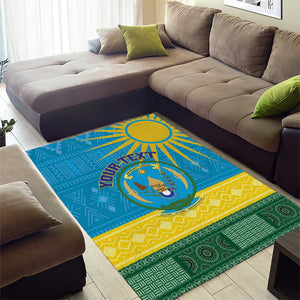 Personalized Rwanda Area Rug Coat of Arms With African Pattern