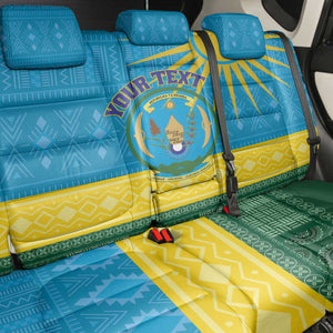 Personalized Rwanda Back Car Seat Cover Coat of Arms With African Pattern