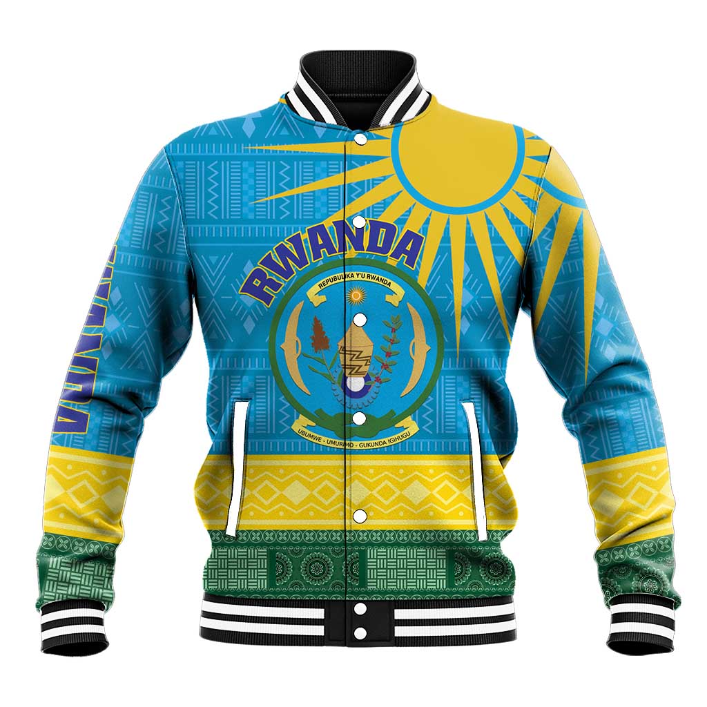 Personalized Rwanda Baseball Jacket Coat of Arms With African Pattern LT01