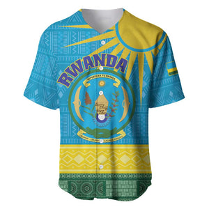 Personalized Rwanda Baseball Jersey Coat of Arms With African Pattern