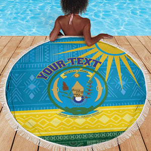 Personalized Rwanda Beach Blanket Coat of Arms With African Pattern