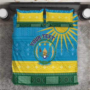 Personalized Rwanda Bedding Set Coat of Arms With African Pattern