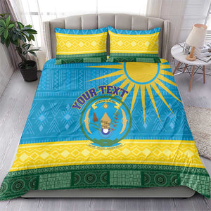 Personalized Rwanda Bedding Set Coat of Arms With African Pattern