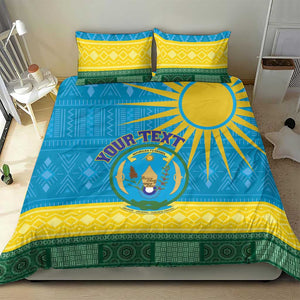 Personalized Rwanda Bedding Set Coat of Arms With African Pattern