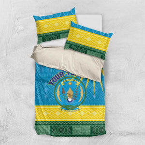 Personalized Rwanda Bedding Set Coat of Arms With African Pattern