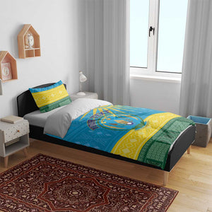 Personalized Rwanda Bedding Set Coat of Arms With African Pattern