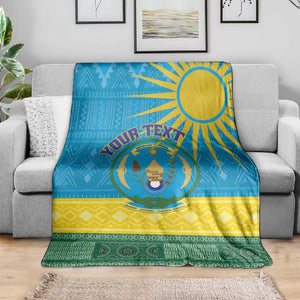 Personalized Rwanda Blanket Coat of Arms With African Pattern