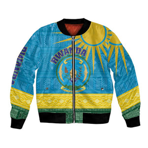 Personalized Rwanda Bomber Jacket Coat of Arms With African Pattern