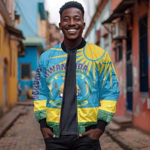 Personalized Rwanda Bomber Jacket Coat of Arms With African Pattern