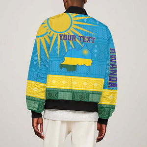 Personalized Rwanda Bomber Jacket Coat of Arms With African Pattern