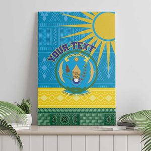 Personalized Rwanda Canvas Wall Art Coat of Arms With African Pattern