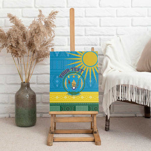 Personalized Rwanda Canvas Wall Art Coat of Arms With African Pattern