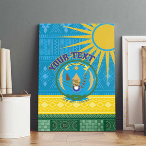 Personalized Rwanda Canvas Wall Art Coat of Arms With African Pattern