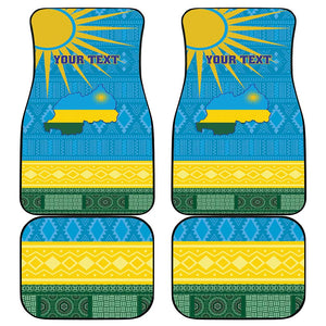 Personalized Rwanda Car Mats Coat of Arms With African Pattern