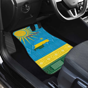 Personalized Rwanda Car Mats Coat of Arms With African Pattern