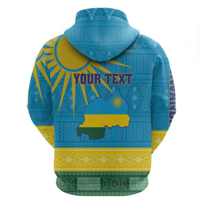 Personalized Rwanda Hoodie Coat of Arms With African Pattern