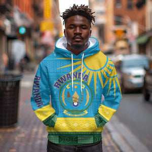 Personalized Rwanda Hoodie Coat of Arms With African Pattern