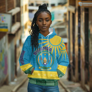 Personalized Rwanda Hoodie Coat of Arms With African Pattern