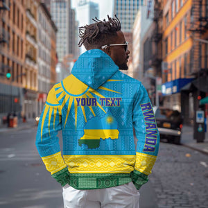 Personalized Rwanda Hoodie Coat of Arms With African Pattern