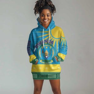 Personalized Rwanda Hoodie Dress Coat of Arms With African Pattern