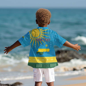 Personalized Rwanda Kid Hawaiian Shirt Coat of Arms With African Pattern