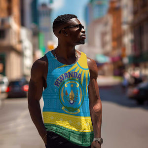 Personalized Rwanda Men Tank Top Coat of Arms With African Pattern