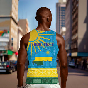 Personalized Rwanda Men Tank Top Coat of Arms With African Pattern