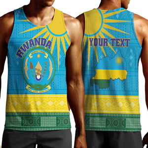 Personalized Rwanda Men Tank Top Coat of Arms With African Pattern