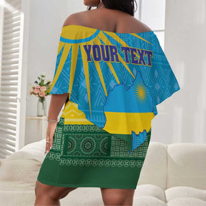 Personalized Rwanda Off Shoulder Short Dress Coat of Arms With African Pattern LT01