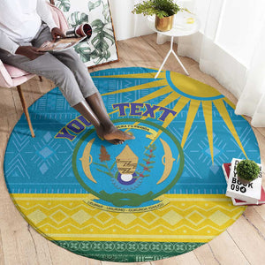 Personalized Rwanda Round Carpet Coat of Arms With African Pattern